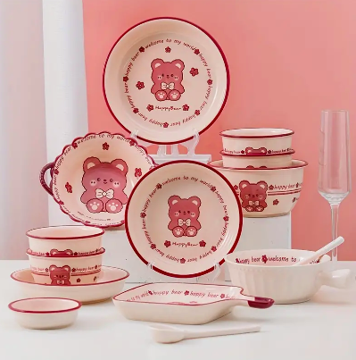 Miniatyr kaffeservice i rosa